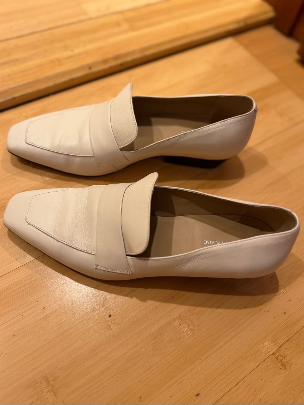 Women's Cream Leather Slip-On Loafers